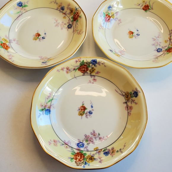 Haviland Limoges Jewel Bowls Set of 3 floral with gold surround - Picture 1 of 4